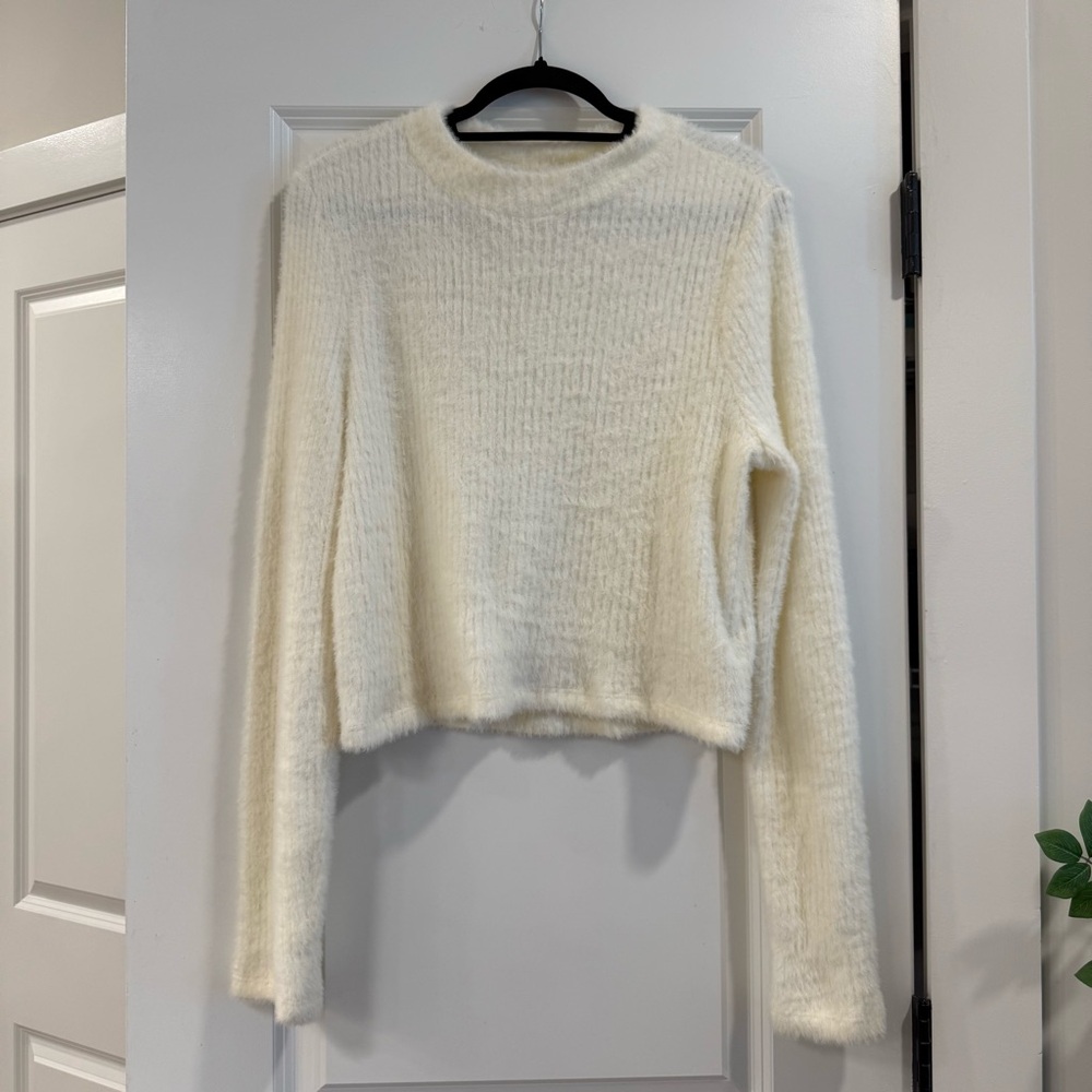 NWOT by Anthropologie Cream Textured Sweater. 100% Polyamide. Size S